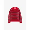 Claudie Pierlot Womens Red Striped Relaxed-fit Stretch Mohair-blend Jumper In Red