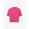 Claudie Pierlot Womens Short-sleeved Cropped Wool Jumper Roses