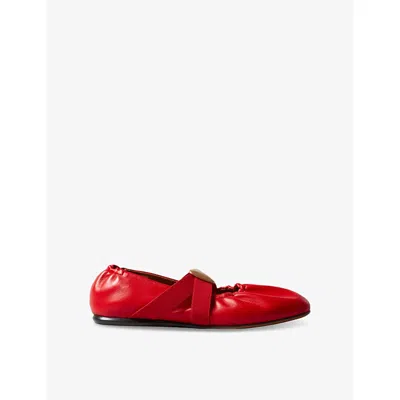 CLAUDIE PIERLOT WOMENS ROUGES HEART-PLAQUE LEATHER BALLET FLATS EUR 38/5 UK