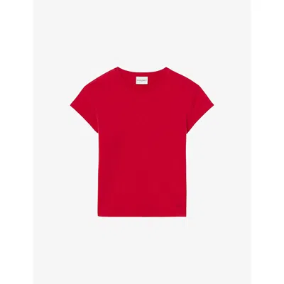 Claudie Pierlot Womens Rouges Round-neck Regular-fit Cotton T-shirt