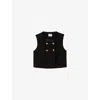 Claudie Pierlot Womens Round-neck Floral-button Woven Waistcoat Black In Black