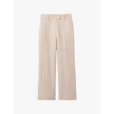 Claudie Pierlot Womens Sand Flared Mid-rise Woven Trousers In Brown