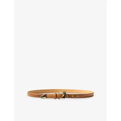 Claudie Pierlot Womens Sculptural-buckle Leather Belt Camel