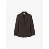 Claudie Pierlot Womens Brown Single-breasted Side-pocket Wool-blend Blazer In Brown