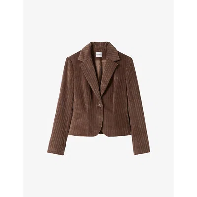 Claudie Pierlot Womens Bruns Single-breasted Slim Corduroy Blazer