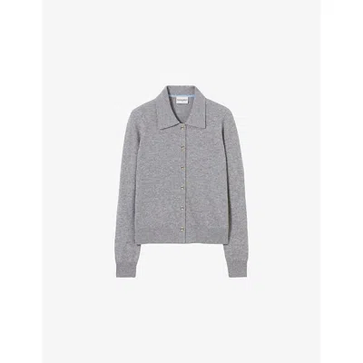 Claudie Pierlot Womens Slim-fit Knitted Wool Cardigan Mottled Grey
