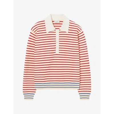 Claudie Pierlot Womens Striped Polo-neck Knitted Jumper Multicolored Xs