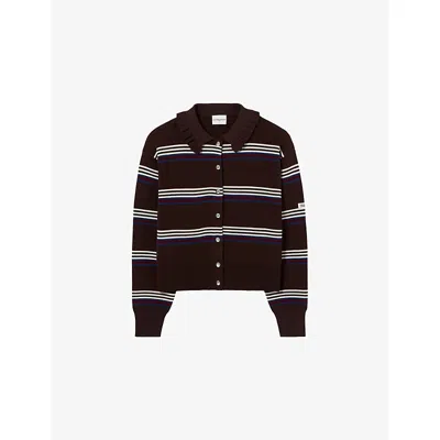 Claudie Pierlot Womens Striped Relaxed-fit Knitted Cardigan Multicolored Xs