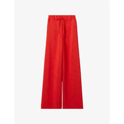 Claudie Pierlot Womens  Drawstring Wide-leg Woven Trousers In Red