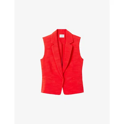 Claudie Pierlot Womens  Sleeveless Lapel-collar Woven Blazer In Red