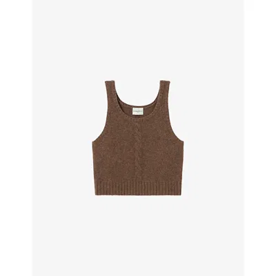 Claudie Pierlot Womens Cable-knit Sleeveless Yak-wool Top Taupe In Brown