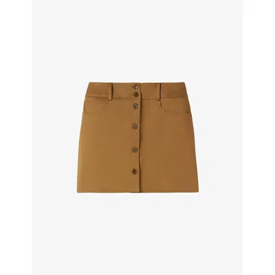 Claudie Pierlot Womens  Button-down High-rise Stretch-cotton Mini Skirt