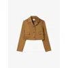 Claudie Pierlot Womens Tobacco Notch-lapel Single-breasted Cropped Cotton-blend Blazer In Tobacco