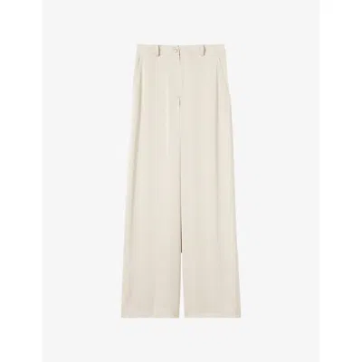 Claudie Pierlot Womens Vanilla Straight-leg Mid-rise Satin Trousers In White