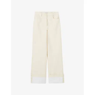 Claudie Pierlot Womens Vanilla Turn-up Straight-leg Denim Jeans In Multi