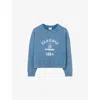 Claudie Pierlot Womens Washed Logo-print Cotton Sweatshirt Washy Blue In Blue