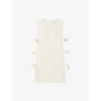 Claudie Pierlot Womens White Bow-embroidered Sleeveless Woven Mini Dress