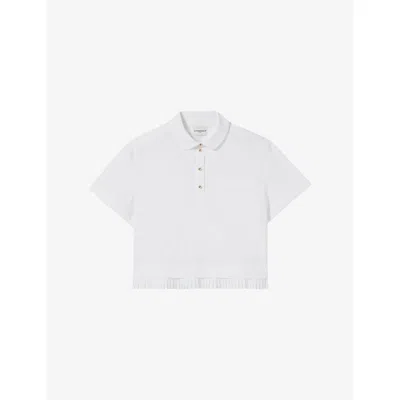 Claudie Pierlot Womens  Pleated-hem Patch-pocket Cotton Top In White