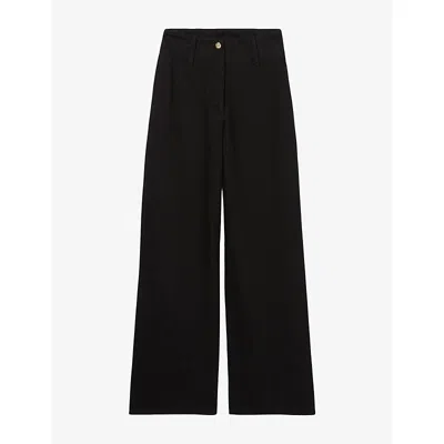 Claudie Pierlot Womens Wide-leg High-rise Denim Jeans Black Denim