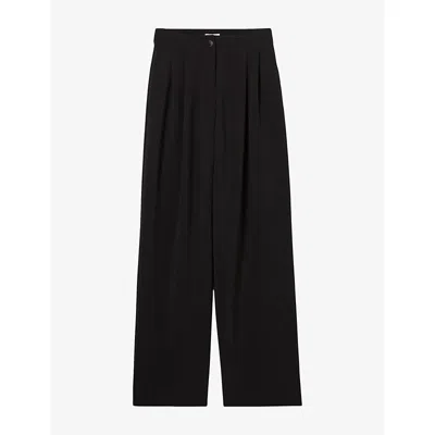 Claudie Pierlot Womens Wide-leg High-rise Stretch-woven Trousers Black