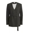 Claudie Pierlot Womens Khaki Tailored Kimono-collar Stretch Wool-blend Blazer In Green