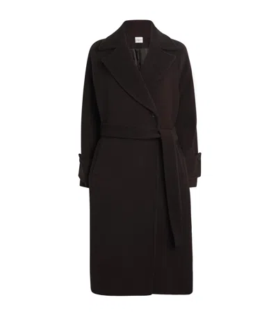 Claudie Pierlot Wool-blend Belted Coat In Brown