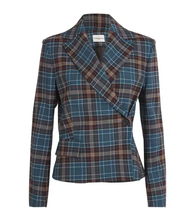 Claudie Pierlot Wool-blend Check Blazer In Blue