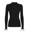 Claudie Pierlot Wool-blend Contrast-cuff Sweater In Black