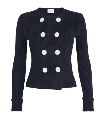 Claudie Pierlot Wool-blend Double-breasted Cardigan In Blue
