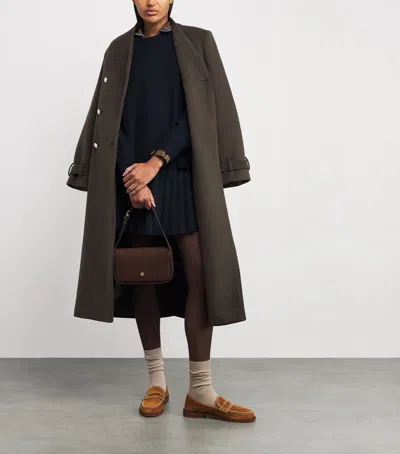 Claudie Pierlot Wool-blend Double-breasted Coat In Green