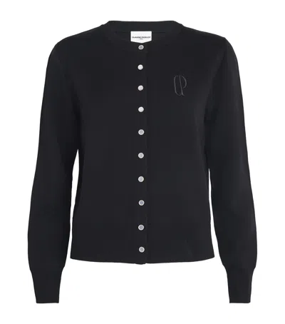 Claudie Pierlot Wool-blend Embroidered Cardigan In Black