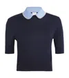 Claudie Pierlot Wool-blend Lace Collar Sweater In Blue