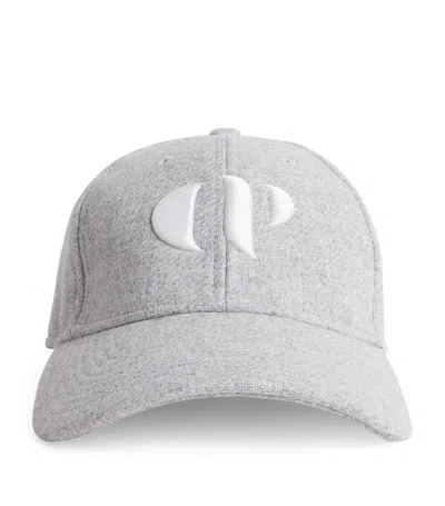 Claudie Pierlot Wool-blend Monogram Baseball Cap In Grau