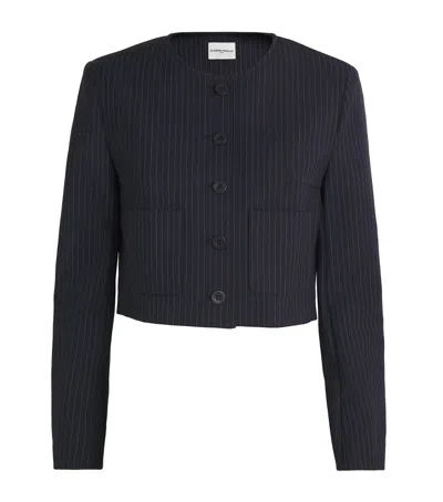 Claudie Pierlot Wool-blend Stripe Blazer In Black