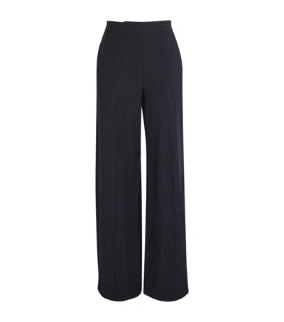 Claudie Pierlot Wool-blend Stripe Tailored Trousers In Blue