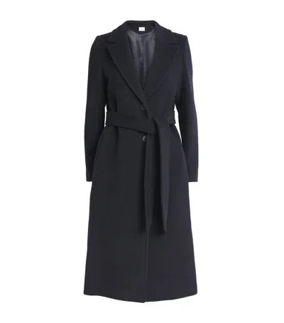 Claudie Pierlot Wool-blend Trench Coat In Blue