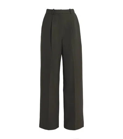 Claudie Pierlot Wool-blend Wide-leg Trousers In Green