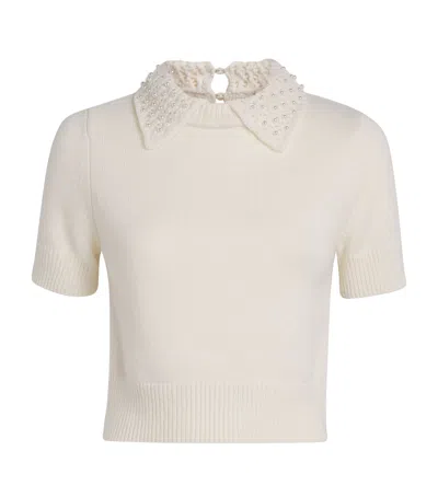 Claudie Pierlot Wool-cashmere Embellished Sweater In Neutral