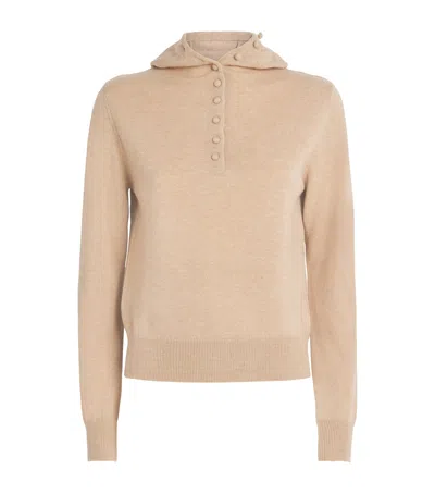 Claudie Pierlot Wool-cashmere Knitted Hoodie In Brown