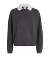 Claudie Pierlot Womens Mottled Grey Peter Pan-collar Cable-knit Wool And Cashmere Jumper In Gray