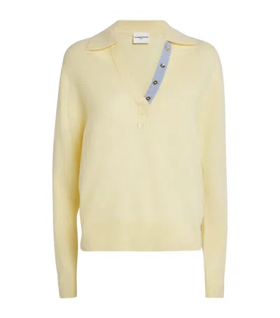 Claudie Pierlot Wool-cashmere Polo Sweater In Yellow