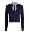 Claudie Pierlot Womens Dual-color Scarf-collared Long-sleeve Wool-cashmere Blend Jumper In Blue