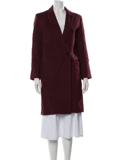 Pre-owned Claudie Pierlot Wool Coat In Burgundy