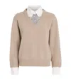 Claudie Pierlot Wool Collar-insert Sweater In Brown