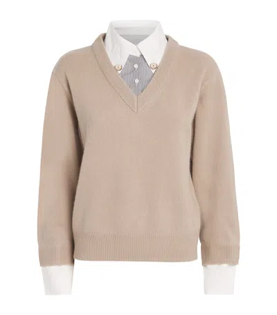 Claudie Pierlot Wool Collar-insert Sweater In White