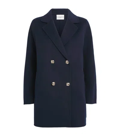 Claudie Pierlot Wool Double-breasted Coat In Blue