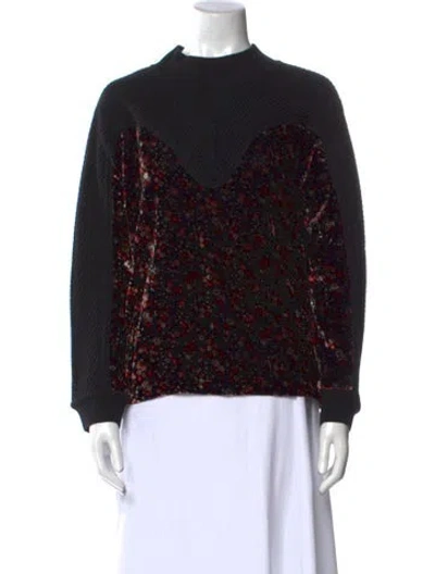 Pre-owned Claudie Pierlot Wool Floral Print Sweatshirt In Black