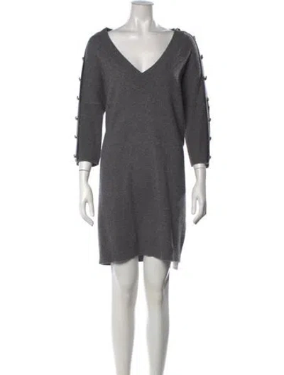 Pre-owned Claudie Pierlot Wool Knee-length Dress In Grey