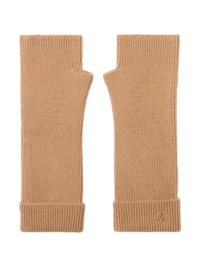 Claudie Pierlot Wool Mitts With Gold Cp Rivet Gloves In Neutrals