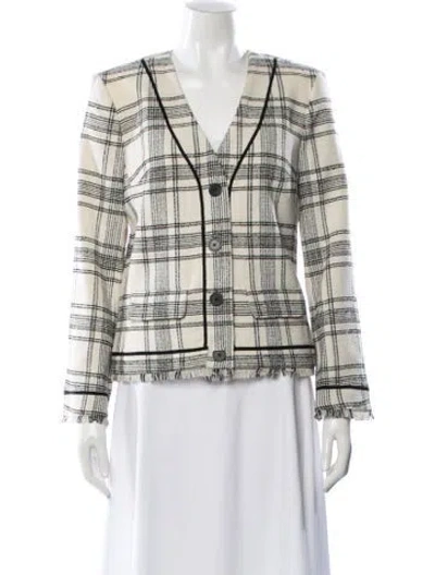 Pre-owned Claudie Pierlot Wool Plaid Print Blazer In Multi